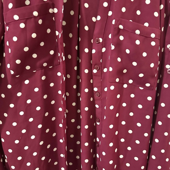 Express Burgundy Polka Dot Portofino Shirt - Picture 8 of 9